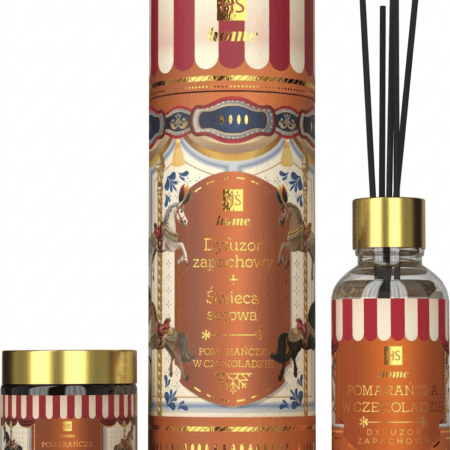 HiSkin Christmas Chocolate-Covered Oranges 2-Pieces Set | Diffuser 80ml  & Soy Candle 100 ml– Set Δώρου Αρωματικό Κερί Σόγιας & Diffuser σε Χριστουγεννιάτικη Carousel Συσκευασία