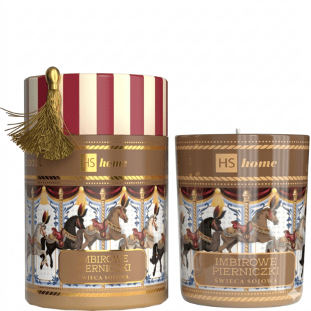 HiSkin Soy Candle Gingerbread Cookies 200ml – Αρωματικό Κερί Σόγιας σε Χριστουγεννιάτικη Carousel Συσκευασία