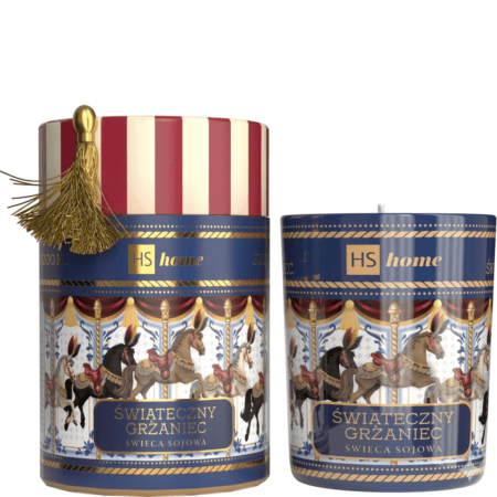 HiSkin Soy Candle Mulled Wine  200ml – Αρωματικό Κερί Σόγιας σε Χριστουγεννιάτικη Carousel Συσκευασία